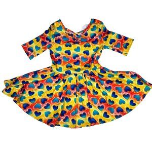 Dot Dot Smile Ballet Dress Yellow Blue Girls Rainbow Striped Heart Pattern 2T